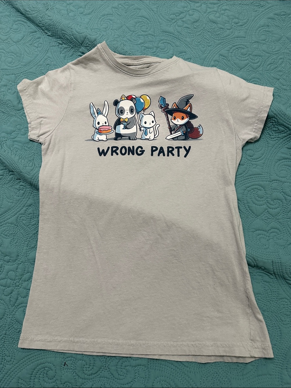 Wrong Party Graphic Short Sleeve Tee - Light Gray